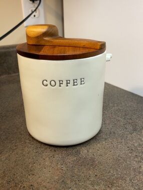 Hearth & Hand Cream Coffee Canister with Wooden Lid